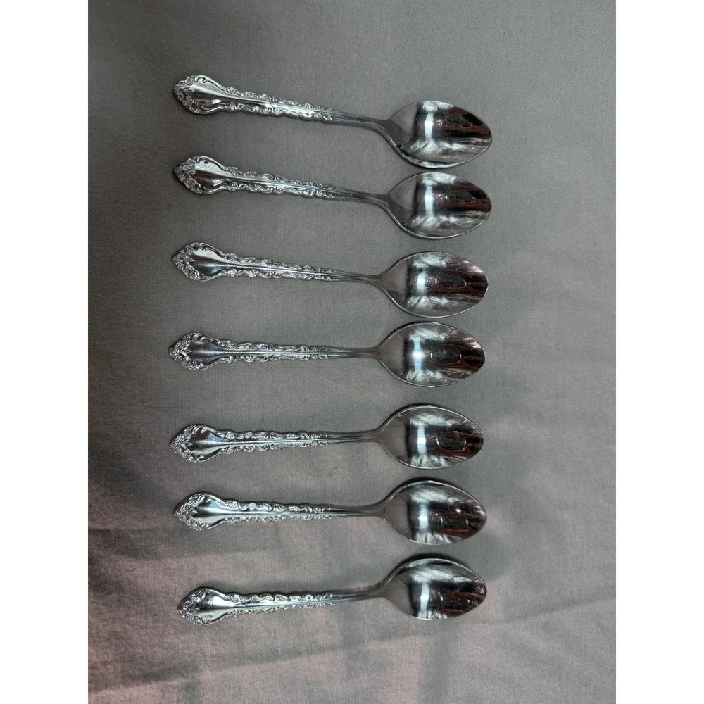 International Silver GIGI Teaspoons Deluxe Stainless Korea Vintage Set of 7 6